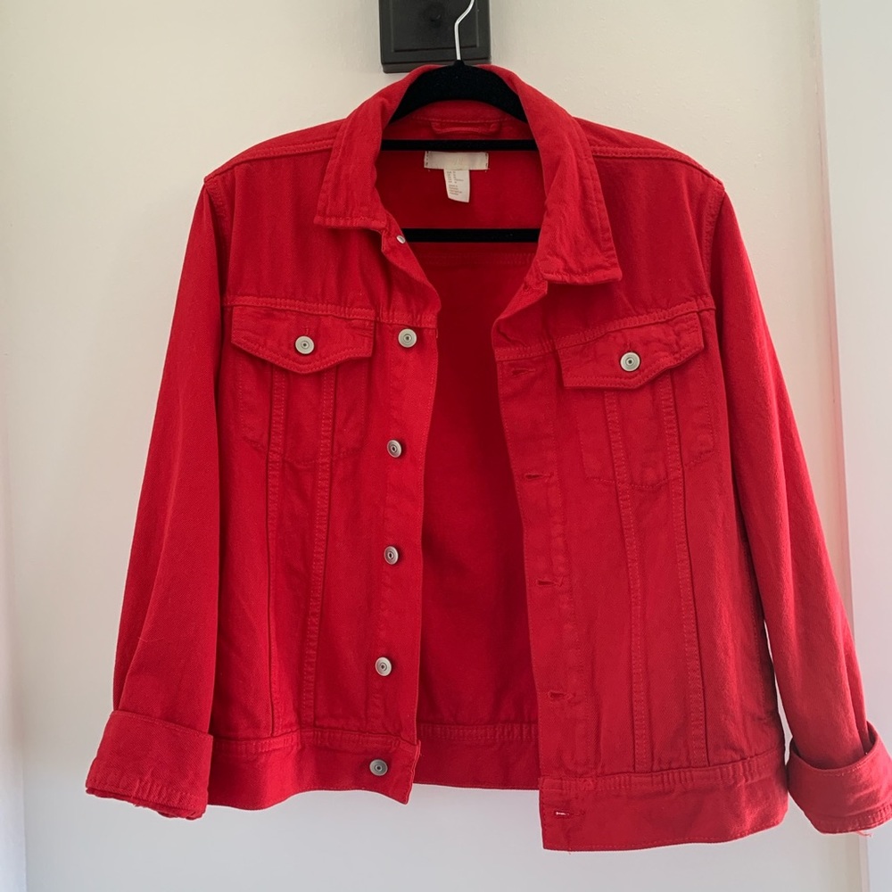 Over Sized Red Jean Jacket